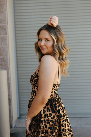 Leopard Bustier Midi Dress