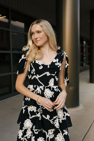 Black Floral Midi Dress