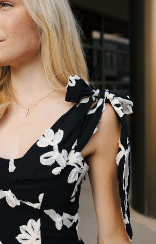 Black Floral Midi Dress