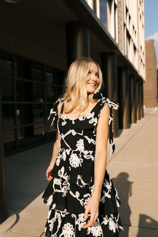 Black Floral Midi Dress