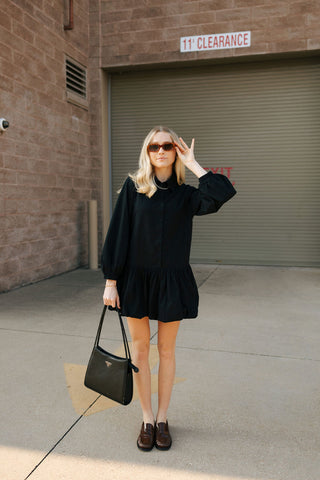 Bubble Hem Dress, Black *final sale