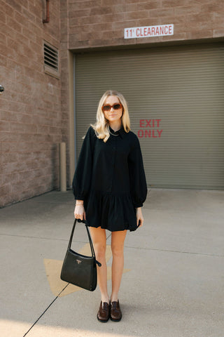 Bubble Hem Dress, Black *final sale