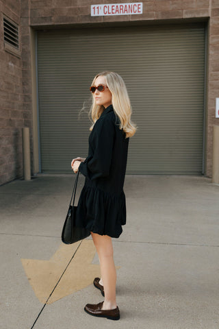 Bubble Hem Dress, Black *final sale