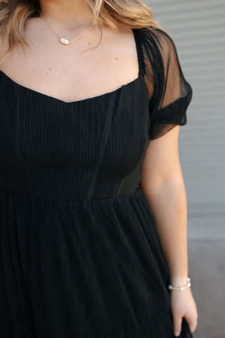 Organza Puff Sleeve Dress, Black *final sale