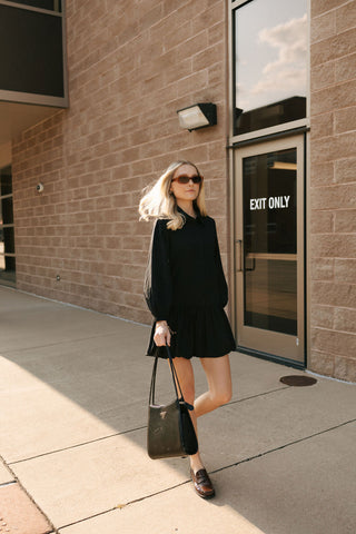 Bubble Hem Dress, Black *final sale