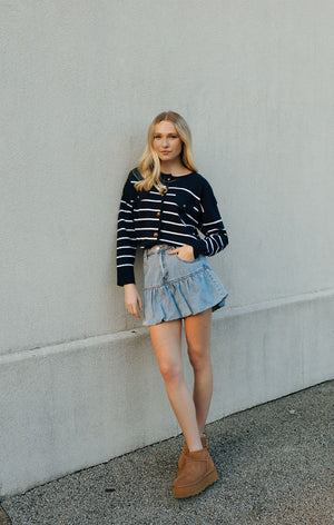 Stripe Cardigan, Navy