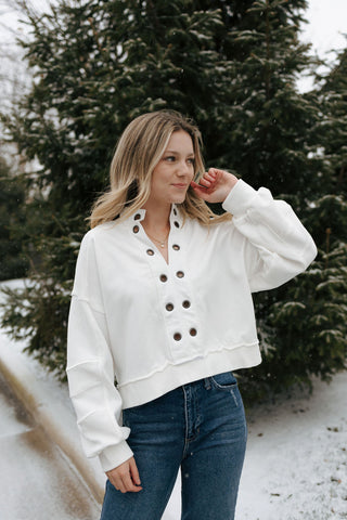 Eyelet Sweatshirt, Off White