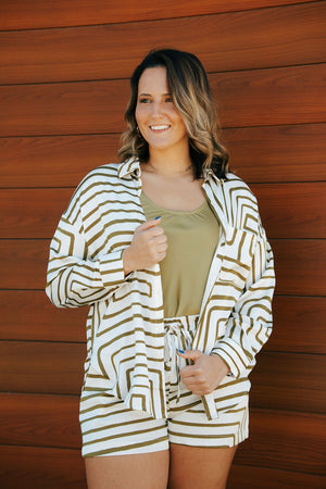 Geo Print Button Up