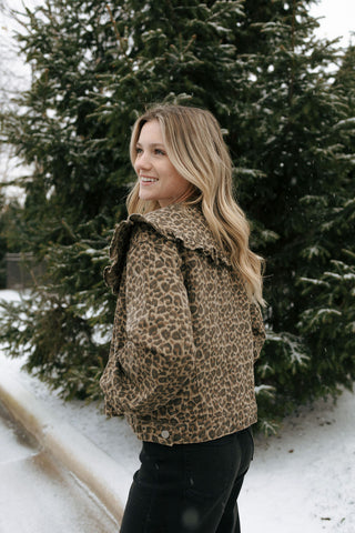 Peter Pan Collar Leopard Jacket