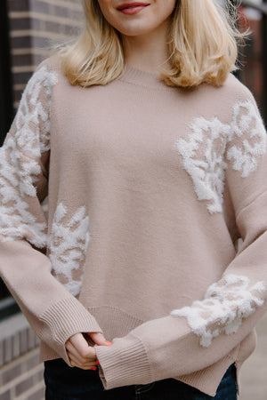 Taupe Floral Sweater