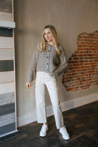 Button Front Cardigan, Latte