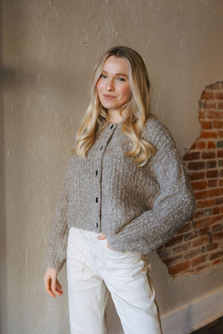 Button Front Cardigan, Latte