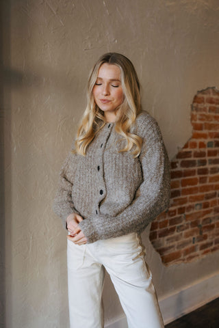 Button Front Cardigan, Latte