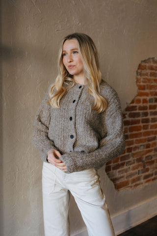 Button Front Cardigan, Latte