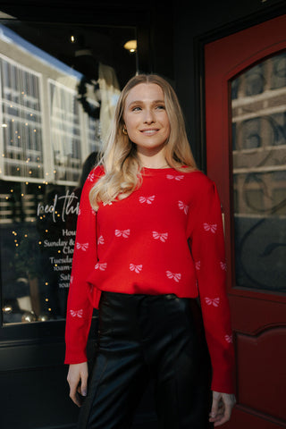 Bow Sweater, Pink/Red