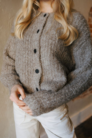 Button Front Cardigan, Latte