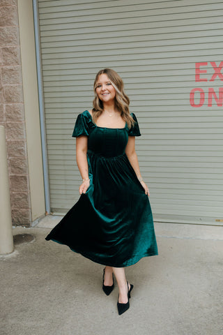 Velvet Corset Dress, Green *final sale