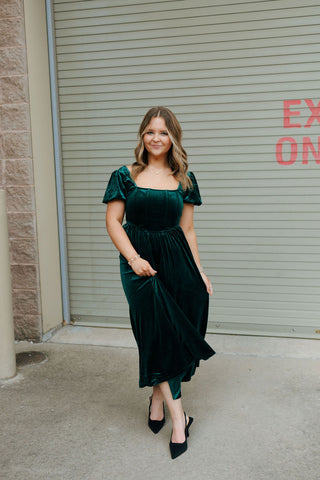 Velvet Corset Dress, Green *final sale