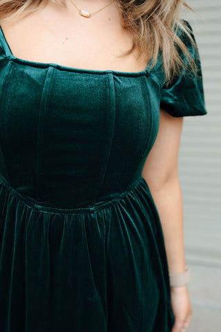 Velvet Corset Dress, Green *final sale