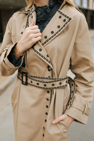 Embroidered Trench Coat