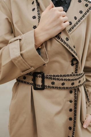 Embroidered Trench Coat