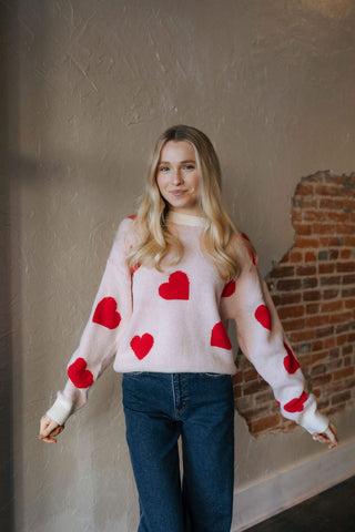 Pink Sweater, Red Heart *final sale