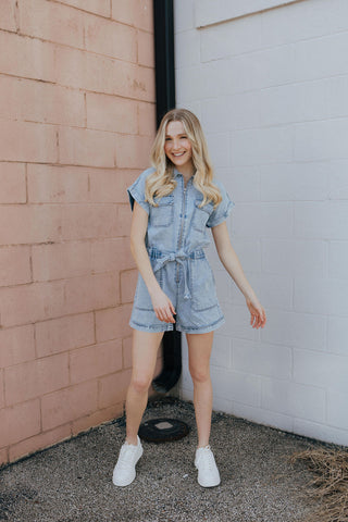 Denim Shorts Romper