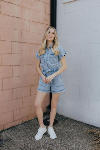 Denim Shorts Romper