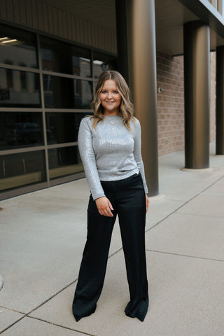 Sequin Sweater, Gray *final sale