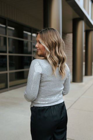 Sequin Sweater, Gray *final sale