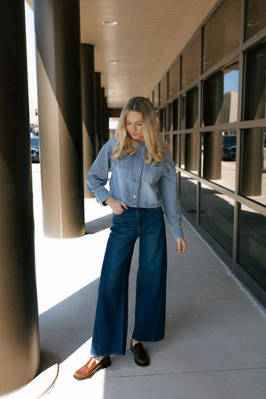 Round Neck Denim Jacket