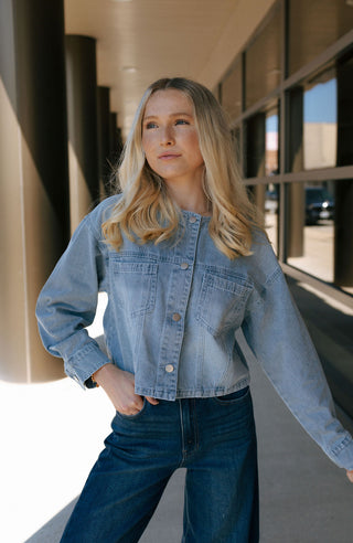 Round Neck Denim Jacket