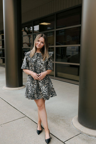 Leopard Collared Mini Dress