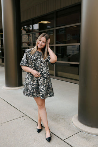 Leopard Collared Mini Dress