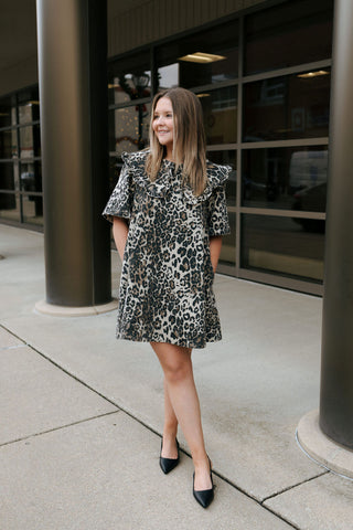 Leopard Collared Mini Dress