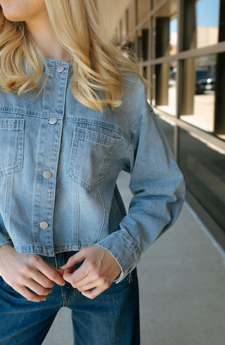 Round Neck Denim Jacket