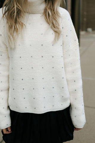 Rhinestone Turtleneck Sweater