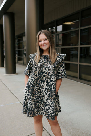 Leopard Collared Mini Dress