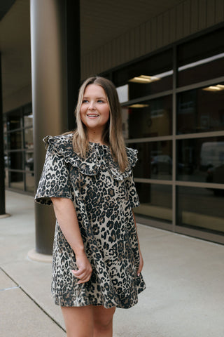 Leopard Collared Mini Dress