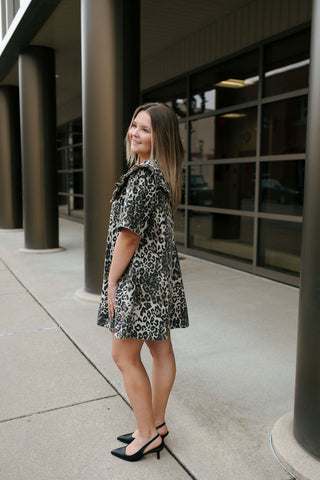 Leopard Collared Mini Dress