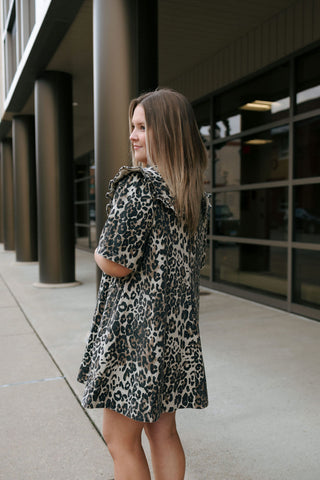 Leopard Collared Mini Dress