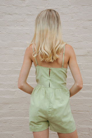 Embroidered Romper, Green *final sale