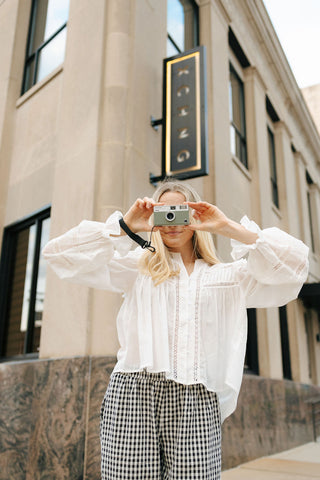 Ruffle Shoulder Top, Off White