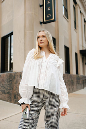 Ruffle Shoulder Top, Off White