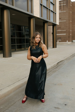 Sleeveless Faux Leather Maxi