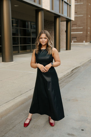 Sleeveless Faux Leather Maxi