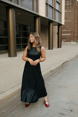 Sleeveless Faux Leather Maxi