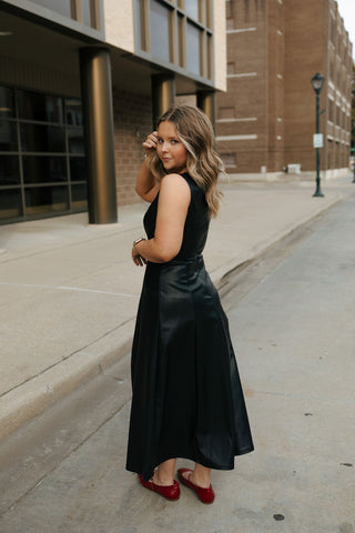 Sleeveless Faux Leather Maxi