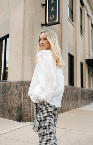 Ruffle Shoulder Top, Off White