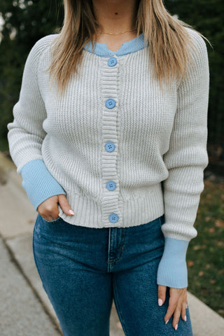 Colorblock Cardigan, Gray